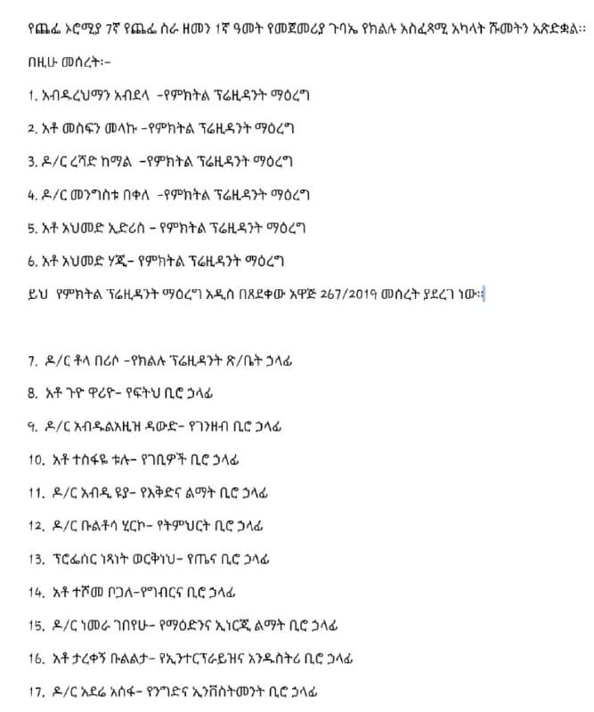 #NewsAlert አቶ ሽመልስ አብዲሳን በድጋሚ የኦሮሚያ ክልል ፕሬዜዳንት ሆነው በጨፌ ኦሮሚያ ተሾሙ።