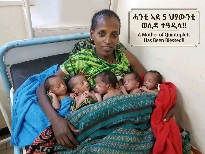 መንታ ሆና የተወለደች እናት አምስት (5) ህፃናት በአንድ ጊዜ በሰላም መገላገሏን ባለሙያዎች ገለጹ።